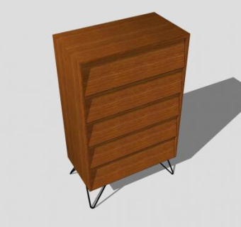 简单的现代五抽屉柜SU模型下载_sketchup草图大师SKP模型