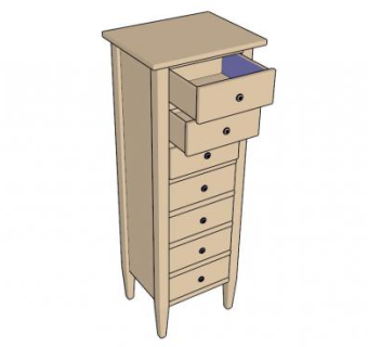 7个抽屉斗柜SU模型下载_sketchup草图大师SKP模型
