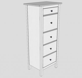 五个抽屉的斗柜SU模型下载_sketchup草图大师SKP模型