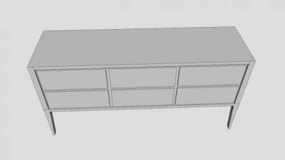 6个抽屉锥形腿五斗橱SU模型下载_sketchup草图大师SKP模型