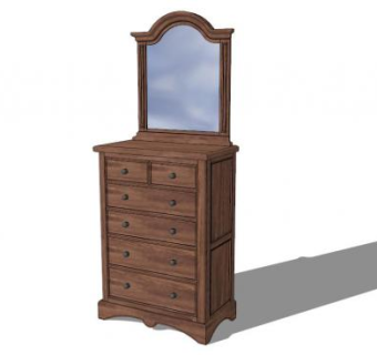 带镜子的五斗橱SU模型下载_sketchup草图大师SKP模型