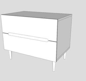 白色2个抽屉柜SU模型下载_sketchup草图大师SKP模型