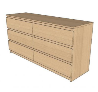 橡木简约抽屉柜SU模型下载_sketchup草图大师SKP模型