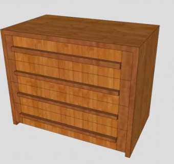 4个抽屉斗柜SU模型下载_sketchup草图大师SKP模型