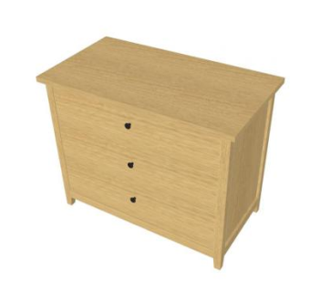 3个抽屉木质柜子SU模型下载_sketchup草图大师SKP模型