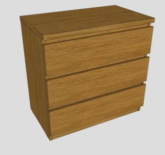 宜家马尔姆3个抽屉柜SU模型下载_sketchup草图大师SKP模型