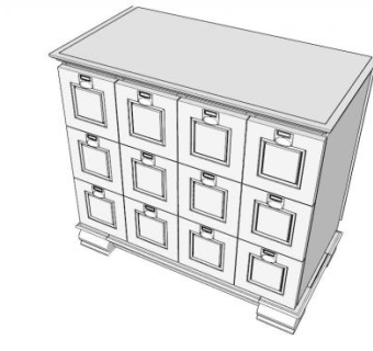 现代特色五斗橱SU模型下载_sketchup草图大师SKP模型