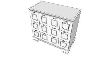 现代特色五斗橱SU模型下载_sketchup草图大师SKP模型