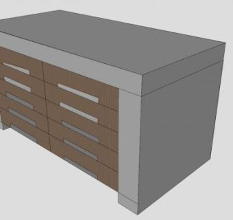 胡桃木现代抽屉柜SU模型下载_sketchup草图大师SKP模型
