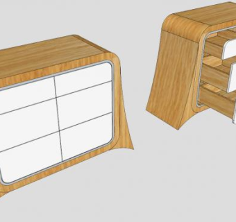 橡木和白色胶合板柜子SU模型下载_sketchup草图大师SKP模型