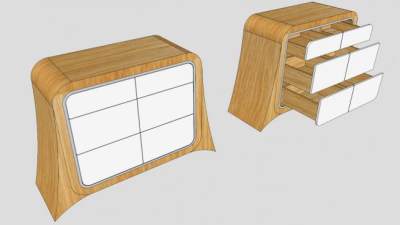 橡木和白色胶合板柜子SU模型下载_sketchup草图大师SKP模型