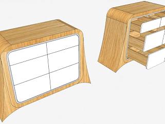 橡木和白色胶合板柜子SU模型下载_sketchup草图大师SKP模型