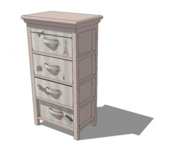 儿童粉色梳妆台SU模型下载_sketchup草图大师SKP模型