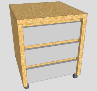 带滑轮的柜子SU模型下载_sketchup草图大师SKP模型