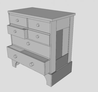 卧室六个抽屉柜子SU模型下载_sketchup草图大师SKP模型