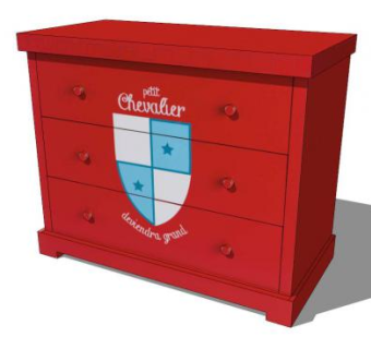 鲜红色儿童梳妆台SU模型下载_sketchup草图大师SKP模型