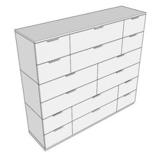 白色16个抽屉柜子SU模型下载_sketchup草图大师SKP模型