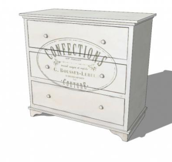 白色欧式梳妆台SU模型下载_sketchup草图大师SKP模型