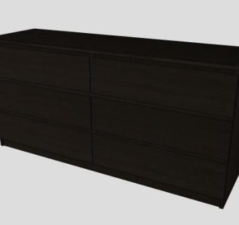 黑褐色6个抽屉柜SU模型下载_sketchup草图大师SKP模型