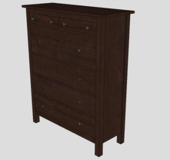 6个抽屉黑褐色斗柜SU模型下载_sketchup草图大师SKP模型