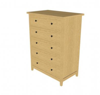 带5个抽屉的简易梳妆台SU模型下载_sketchup草图大师SKP模型