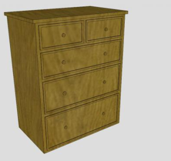 草绿色五斗橱SU模型下载_sketchup草图大师SKP模型