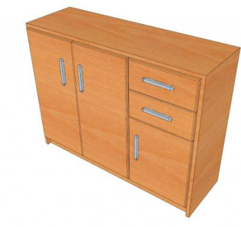 橙色五斗橱SU模型下载_sketchup草图大师SKP模型