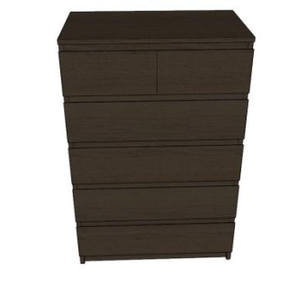 6个抽屉黑褐色柜子SU模型下载_sketchup草图大师SKP模型