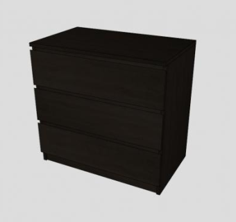 黑褐色3个抽屉柜SU模型下载_sketchup草图大师SKP模型
