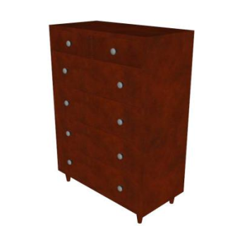 带5个抽屉的梳妆台SU模型下载_sketchup草图大师SKP模型