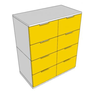 黄色现代抽屉柜SU模型下载_sketchup草图大师SKP模型
