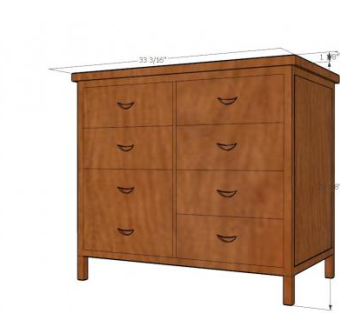 月亮手柄柚木五斗橱SU模型下载_sketchup草图大师SKP模型