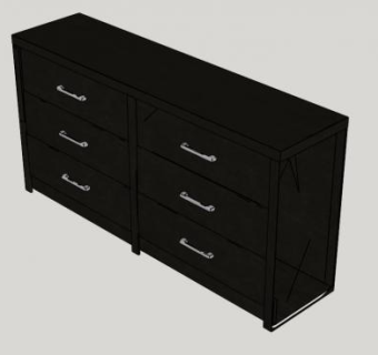 简约六抽屉梳妆台SU模型下载_sketchup草图大师SKP模型