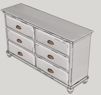 精致镶板梳妆台SU模型下载_sketchup草图大师SKP模型