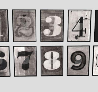 手绘数字画框挂画SU模型下载_sketchup草图大师SKP模型