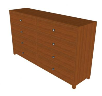 现代简约棕色梳妆台SU模型下载_sketchup草图大师SKP模型