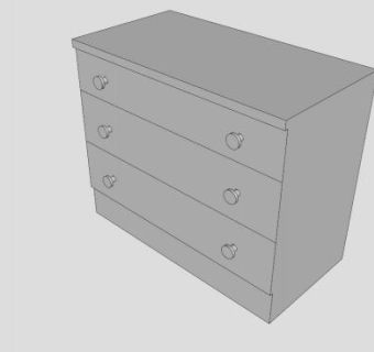 简单的白色五斗橱SU模型下载_sketchup草图大师SKP模型