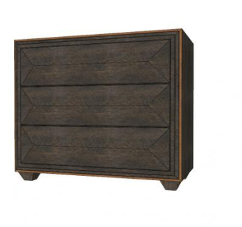 橡木黑色饰面斗柜SU模型下载_sketchup草图大师SKP模型