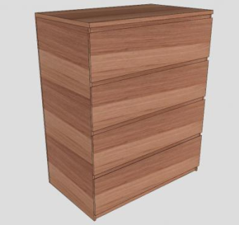 四斗抽屉柜橡木SU模型下载_sketchup草图大师SKP模型
