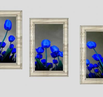 蓝色郁金香相框SU模型下载_sketchup草图大师SKP模型