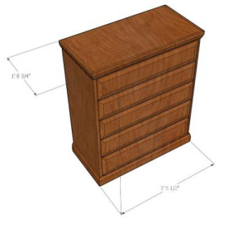 五个抽屉樱桃梳妆台SU模型下载_sketchup草图大师SKP模型