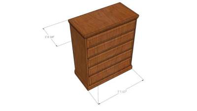 五个抽屉樱桃梳妆台SU模型下载_sketchup草图大师SKP模型