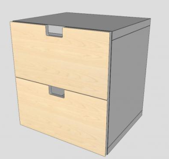 桦木2个抽屉柜SU模型下载_sketchup草图大师SKP模型