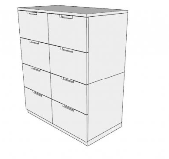 8个抽屉白色斗柜SU模型下载_sketchup草图大师SKP模型