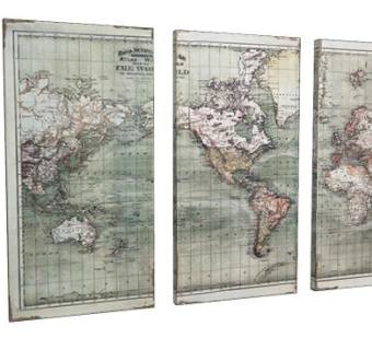 地图三联画相框SU模型下载_sketchup草图大师SKP模型