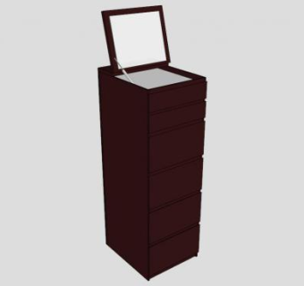 6个抽屉柜子棕色SU模型下载_sketchup草图大师SKP模型
