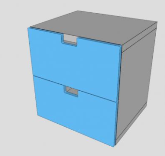 蓝色2个抽屉柜SU模型下载_sketchup草图大师SKP模型
