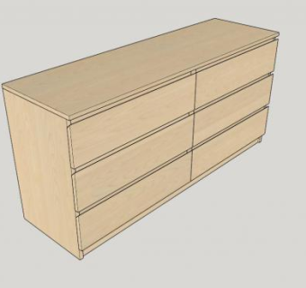 宜家桦木柜子SU模型下载_sketchup草图大师SKP模型