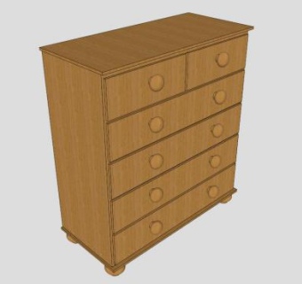 6个抽屉斗柜SU模型下载_sketchup草图大师SKP模型