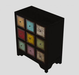 药师风格的抽屉柜SU模型下载_sketchup草图大师SKP模型